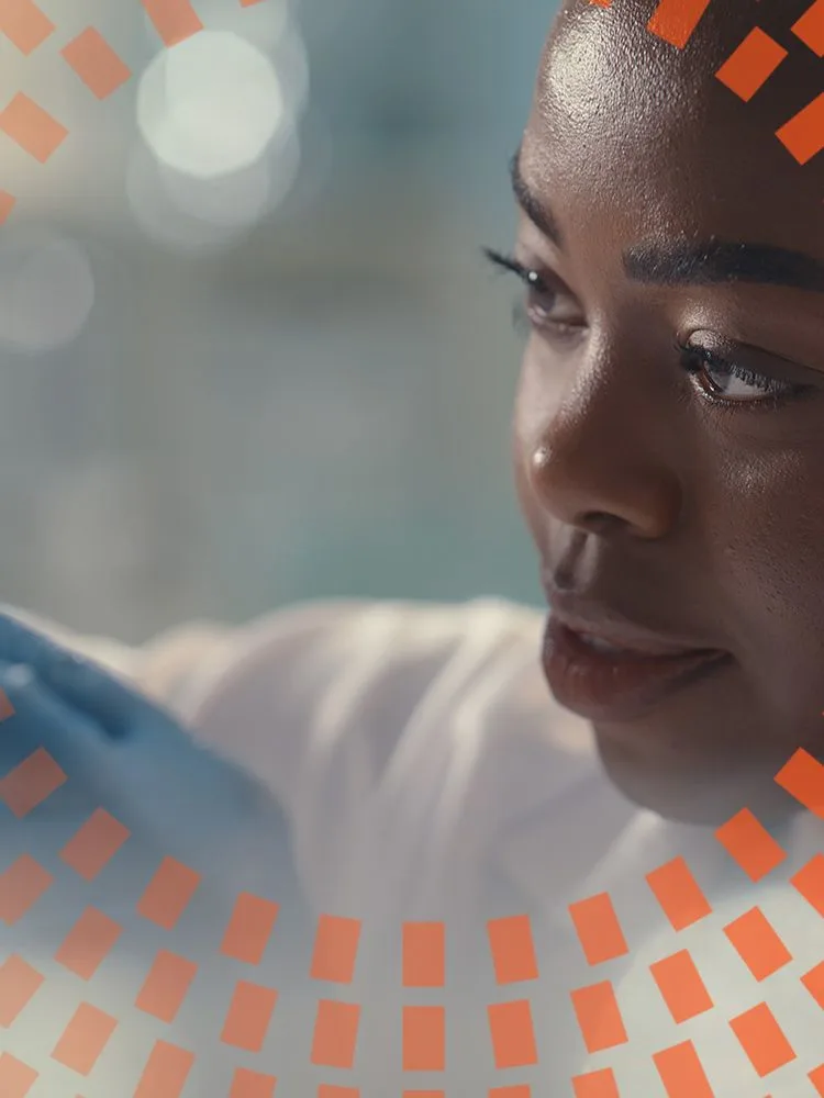 Science, sample and black woman with syringe for medicine, medical study and antibiotics