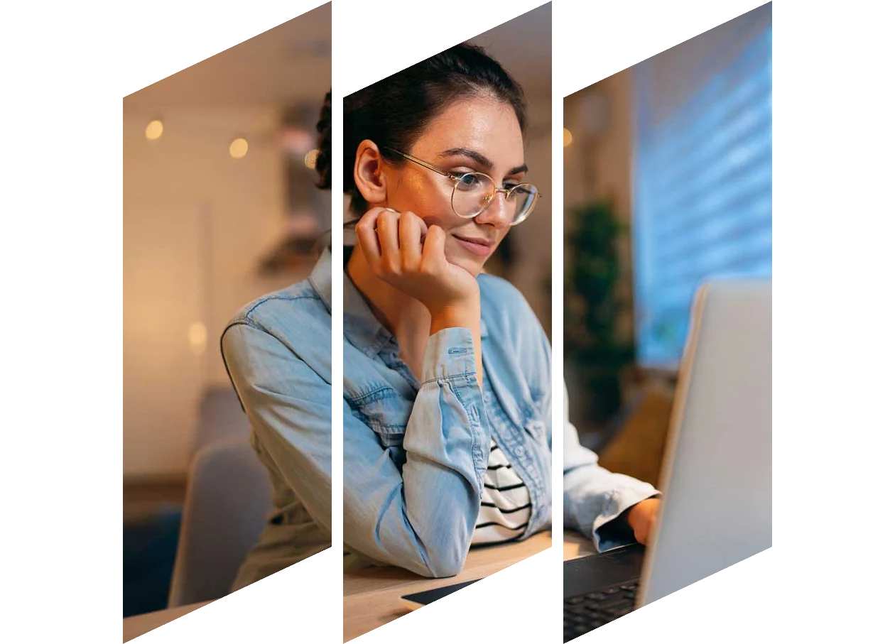 Young female studying on laptop