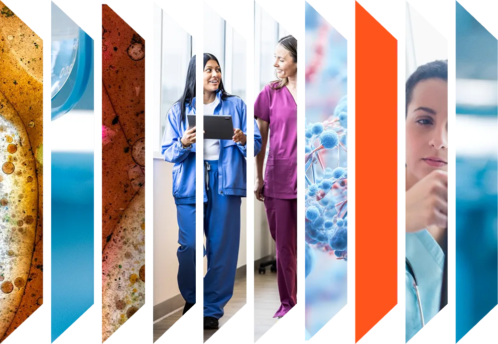 Colourful accordeon of  clinicians and health images