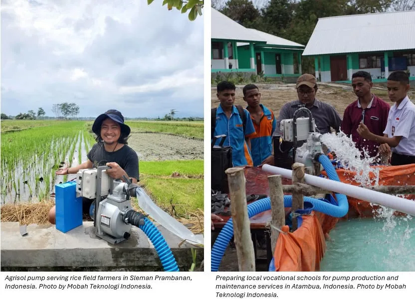 Agrisol pump serving rice field farmers in Sleman Prambanan, Indonesia. Photo by Mobah Teknologi Indonesia.