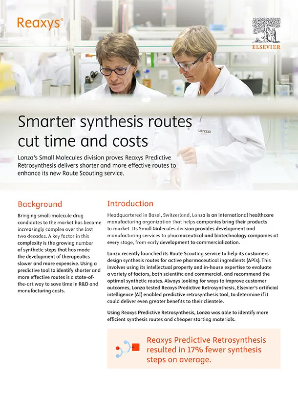 Lonza case study for Reaxys Predictive Retrosynthesis