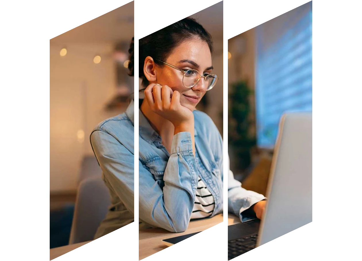 Young female studying on laptop