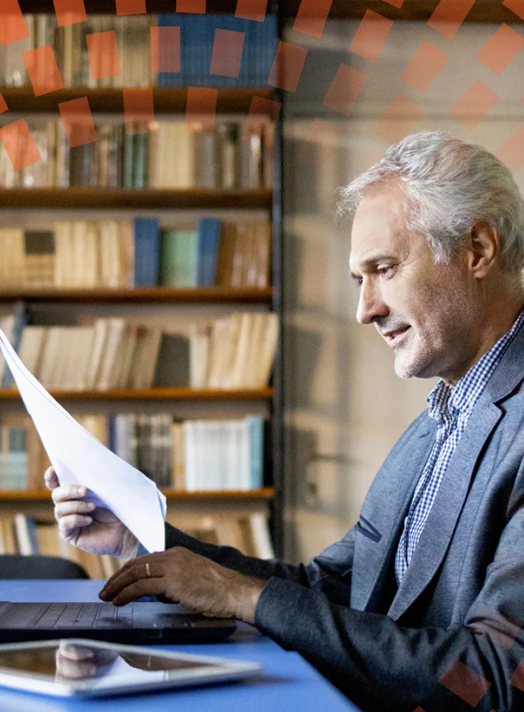 University professor in library