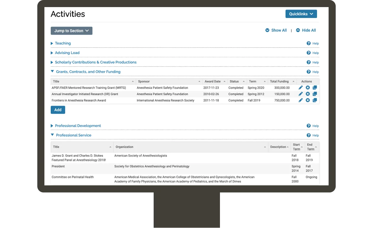 Activate data for academic career milestones