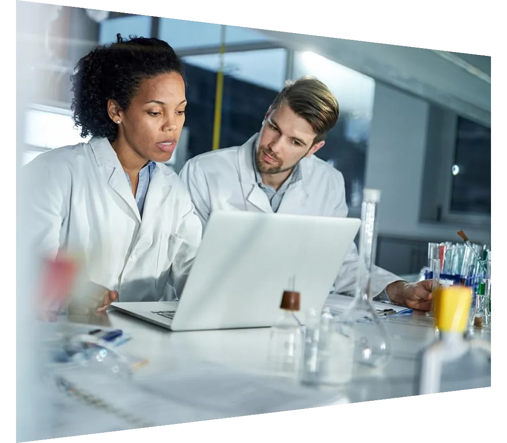 Two scientists working together in a laboratory