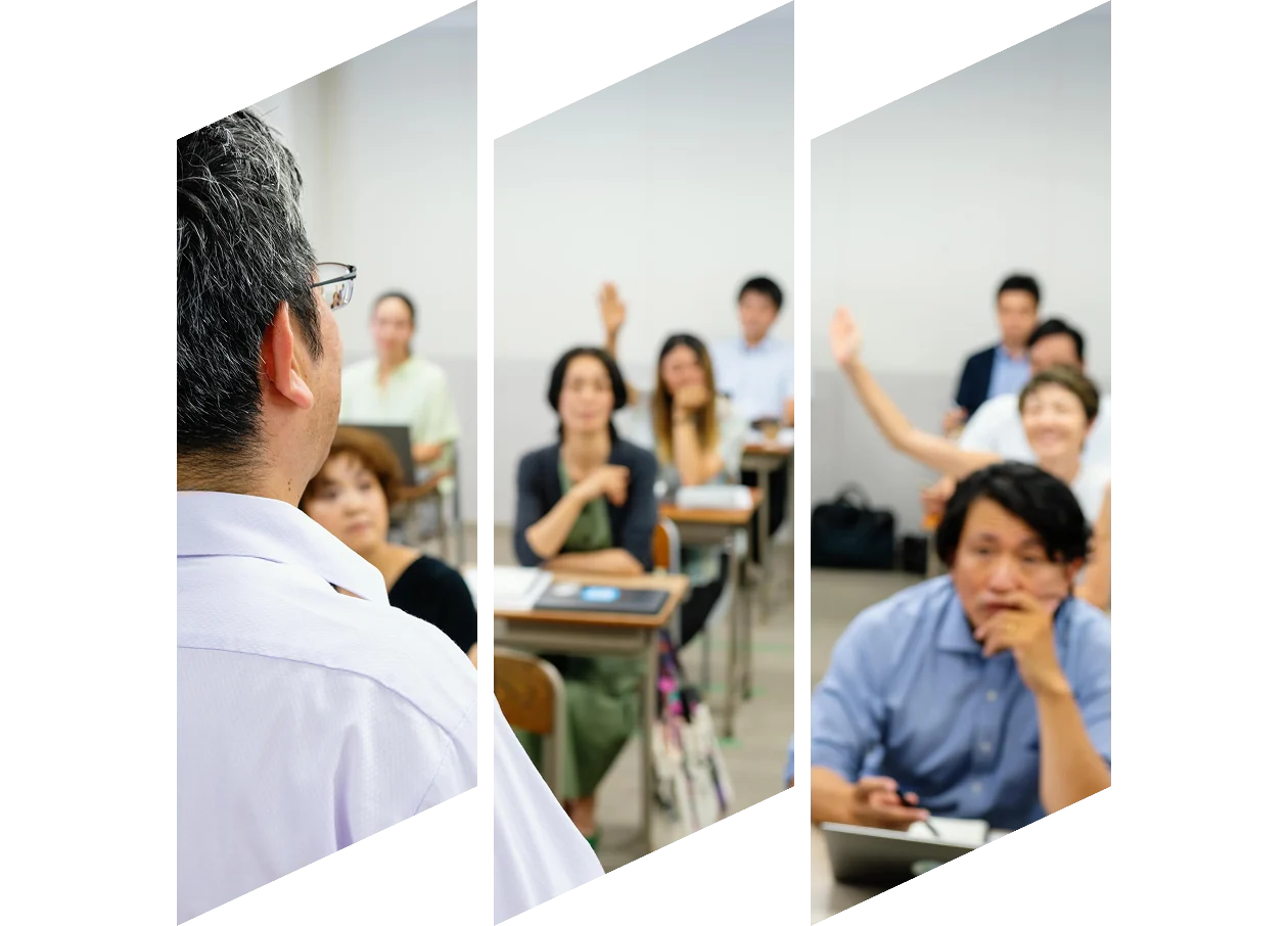 Female lecturer talking to her students