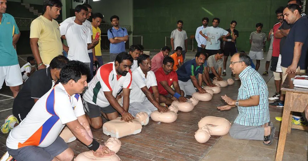 Srinivas Ranaka teaches CPR