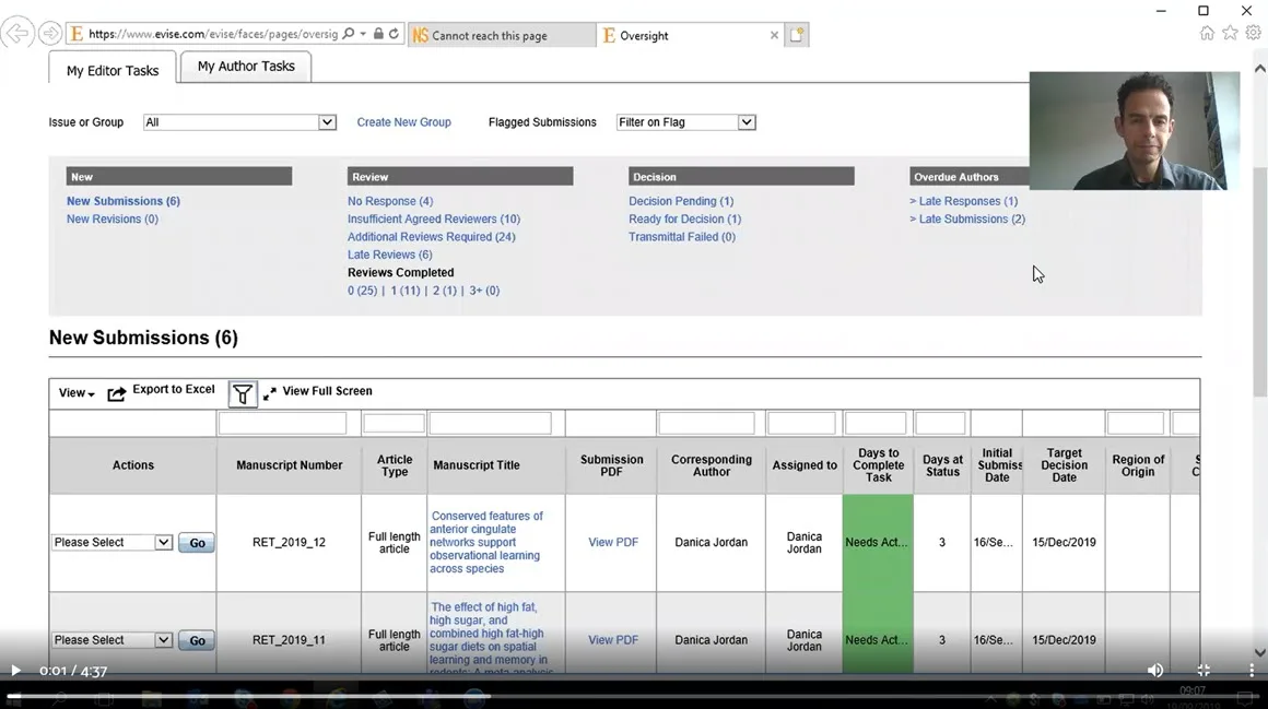 Screenshot of demo in manuscript dashboard video