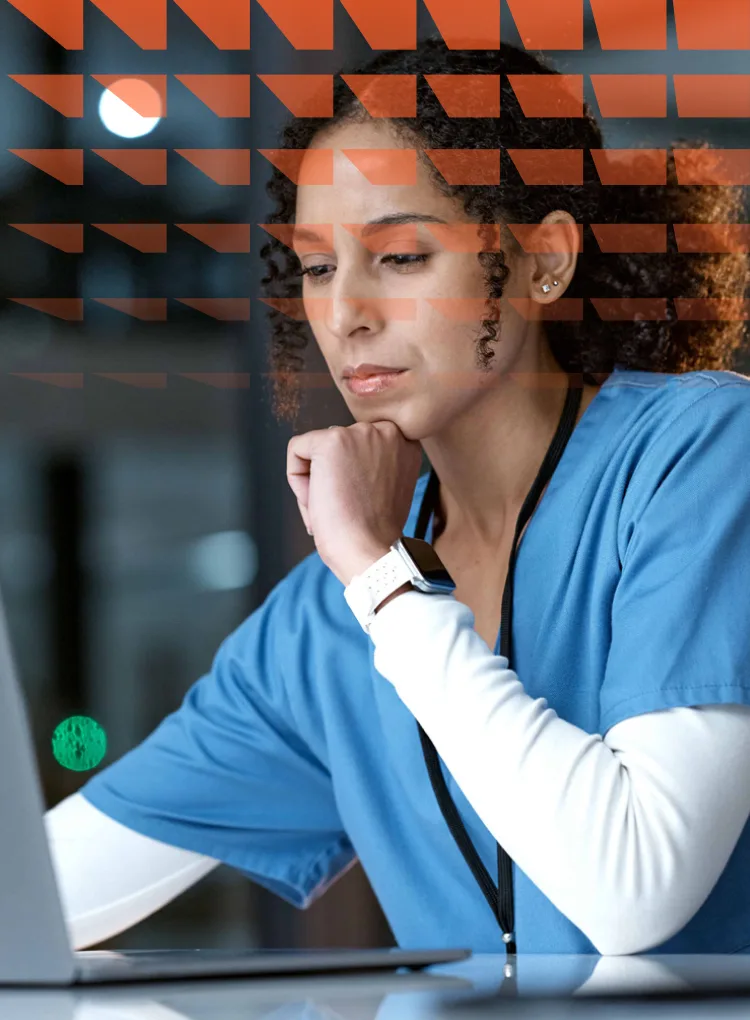Female medical nurse working late in the hospital