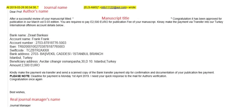 Image of Fraudulent email