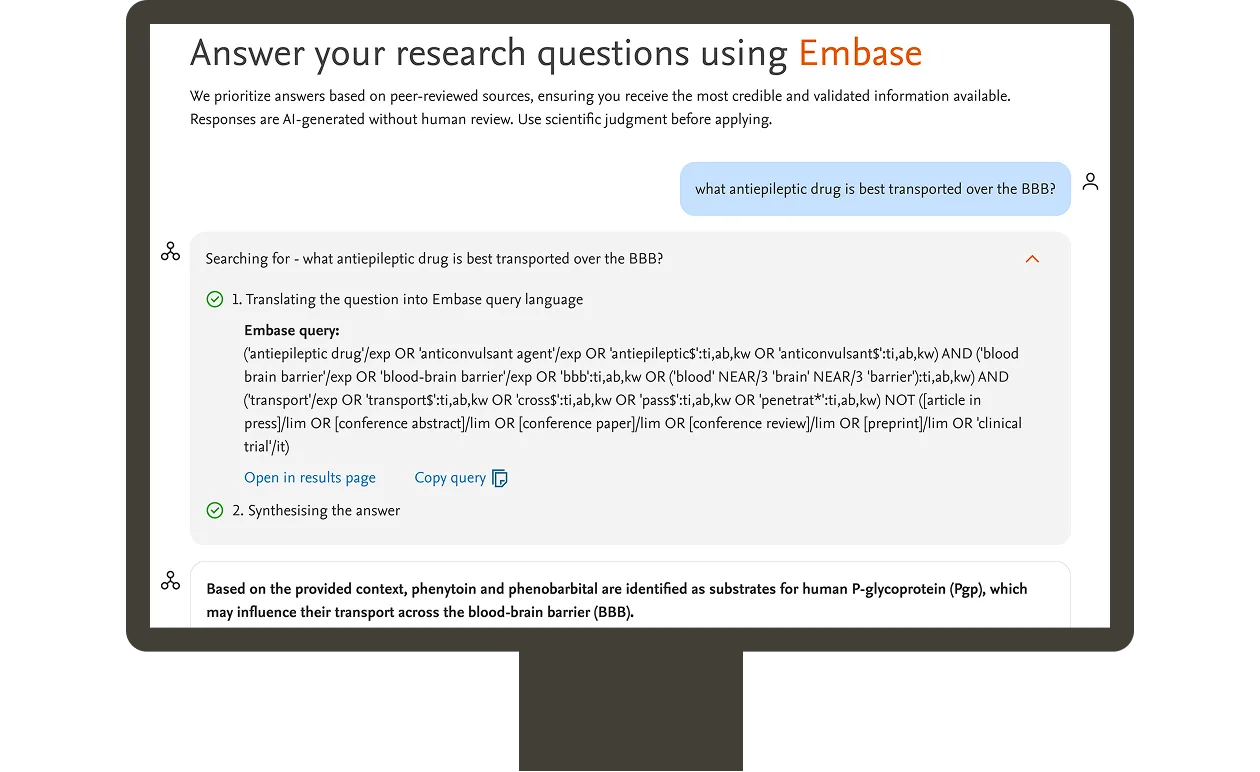 Screenshot of search logic in Embase