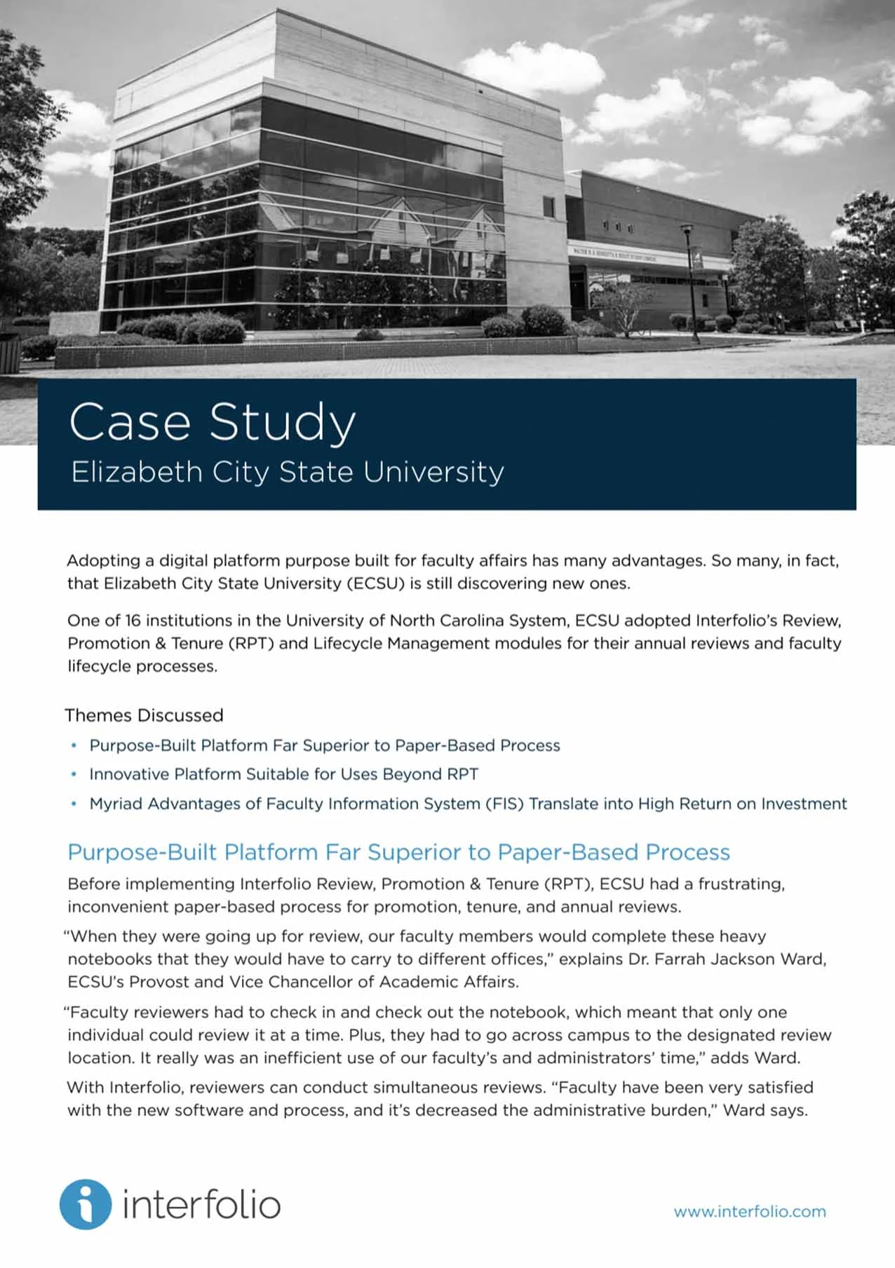 Interfolio ECSU case study cover