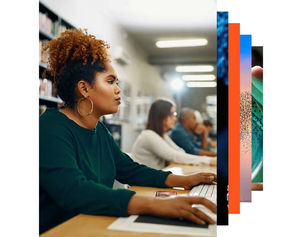 Nursing student studying in library
