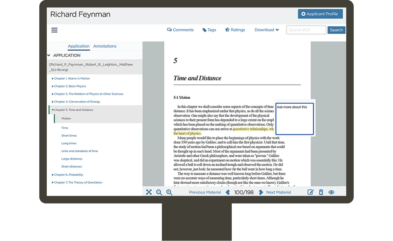Screenshot of example application in Interfolio