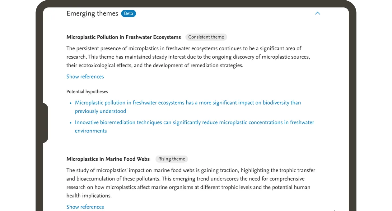 Screenshot of emerging themes in Scopus AI
