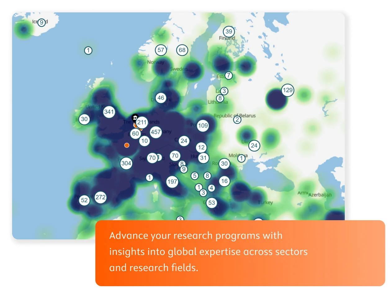 Illustration of SciVal collaborations around the world