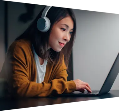 Woman on laptop using generative AI