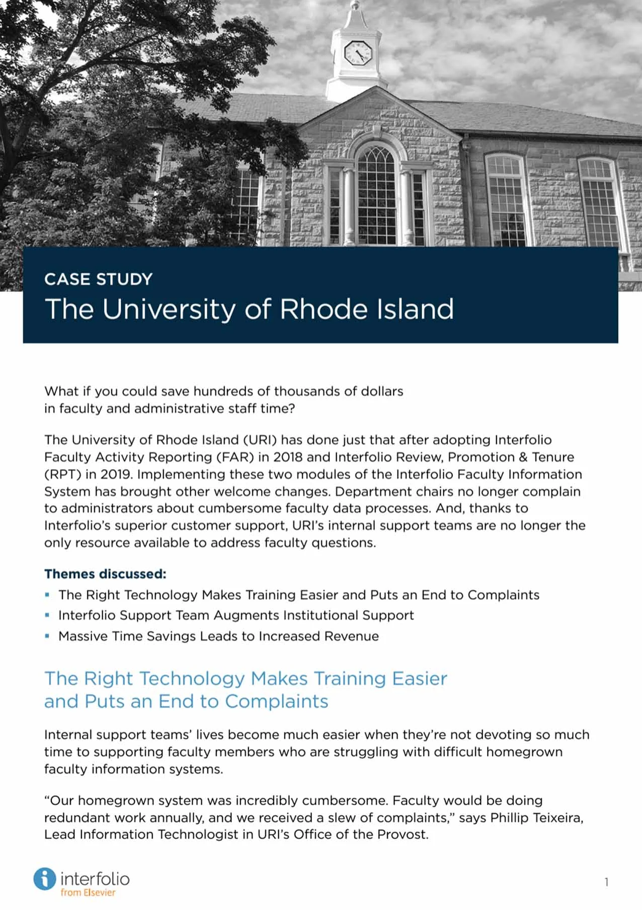 Interfolio case study: The University of Rhode Island cover
