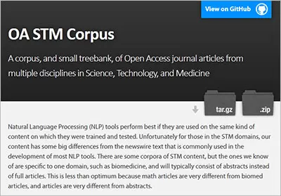 오픈 액세스 STM 코퍼스의 스크린샷