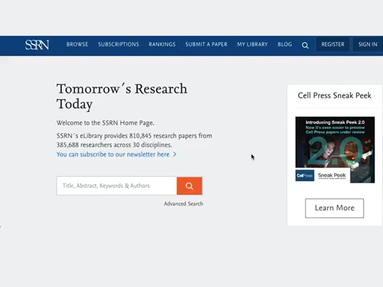 Screenshot of SSRN 'How to submit early stage research' video