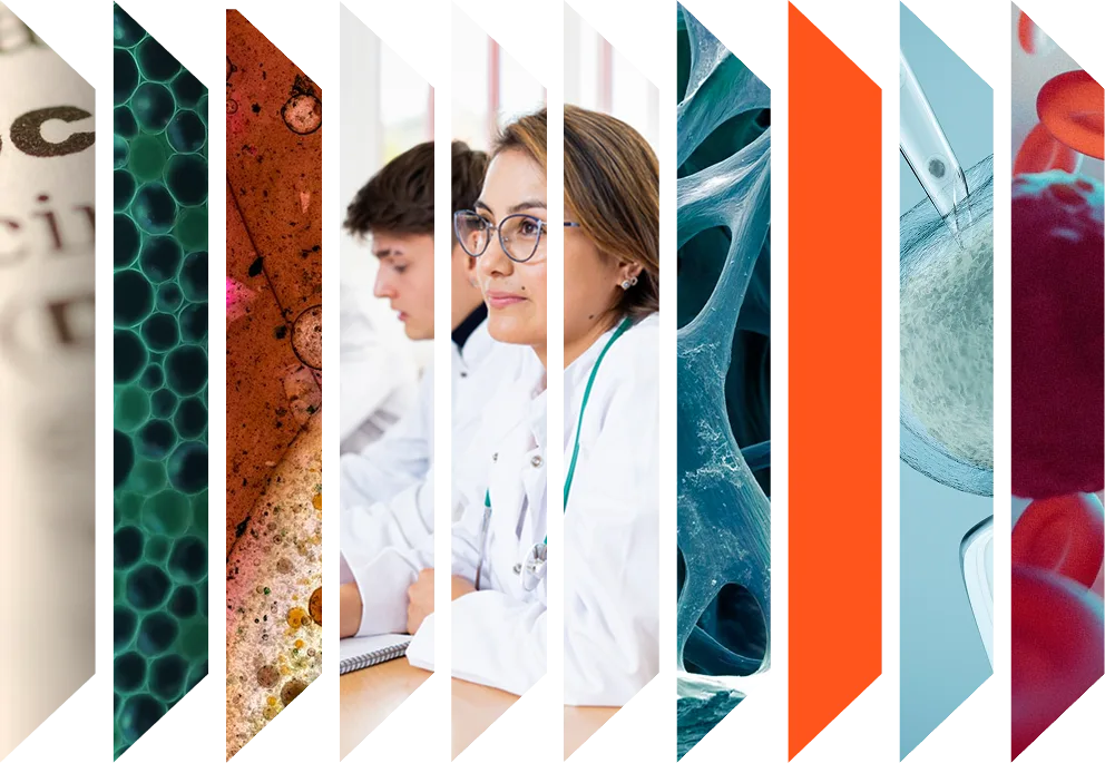 Colourful accordeon of  clinician and health images