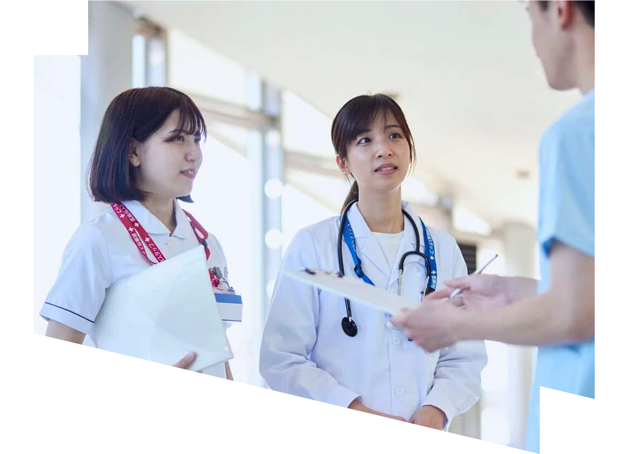 Doctors and nurses having a meeting in the hospital