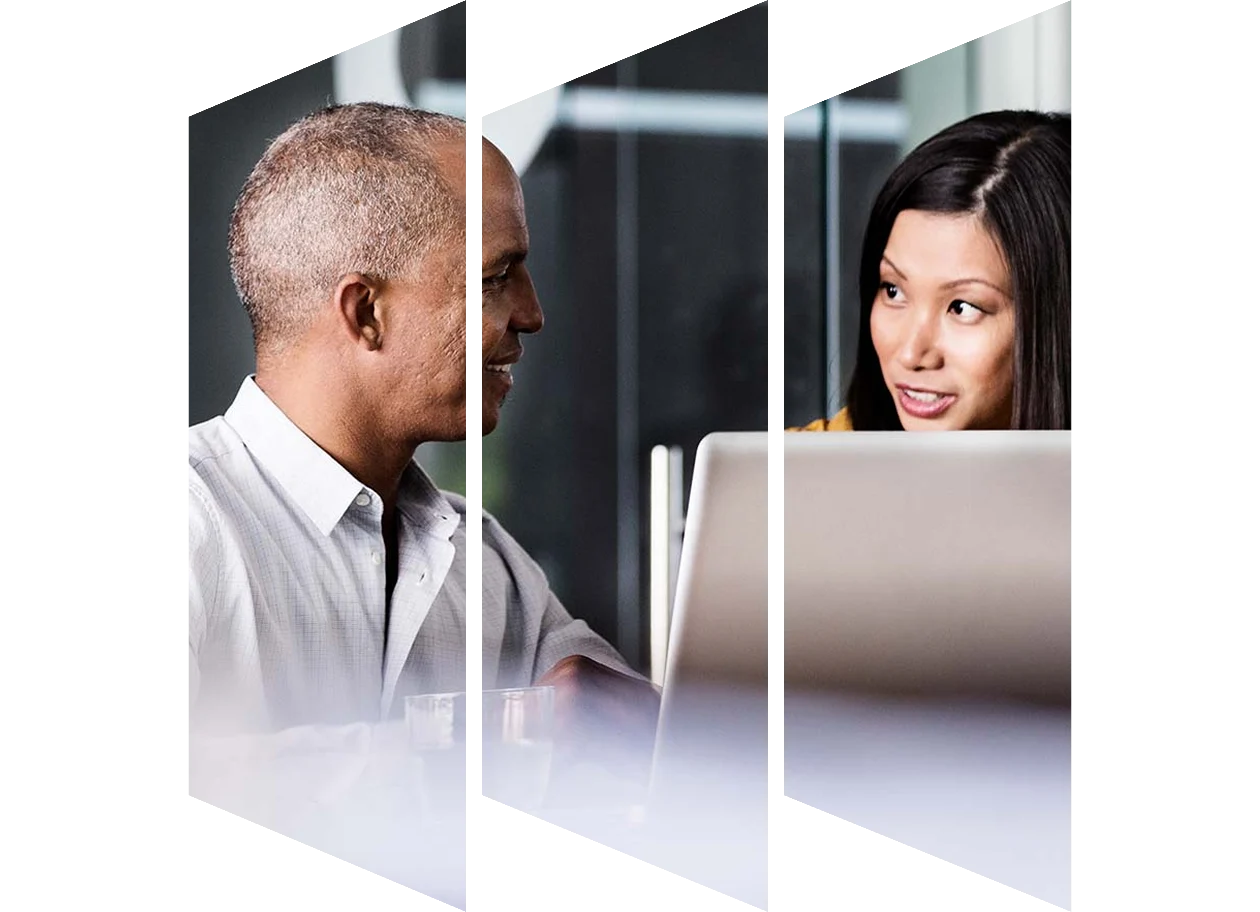 Two business colleagues having a discussion