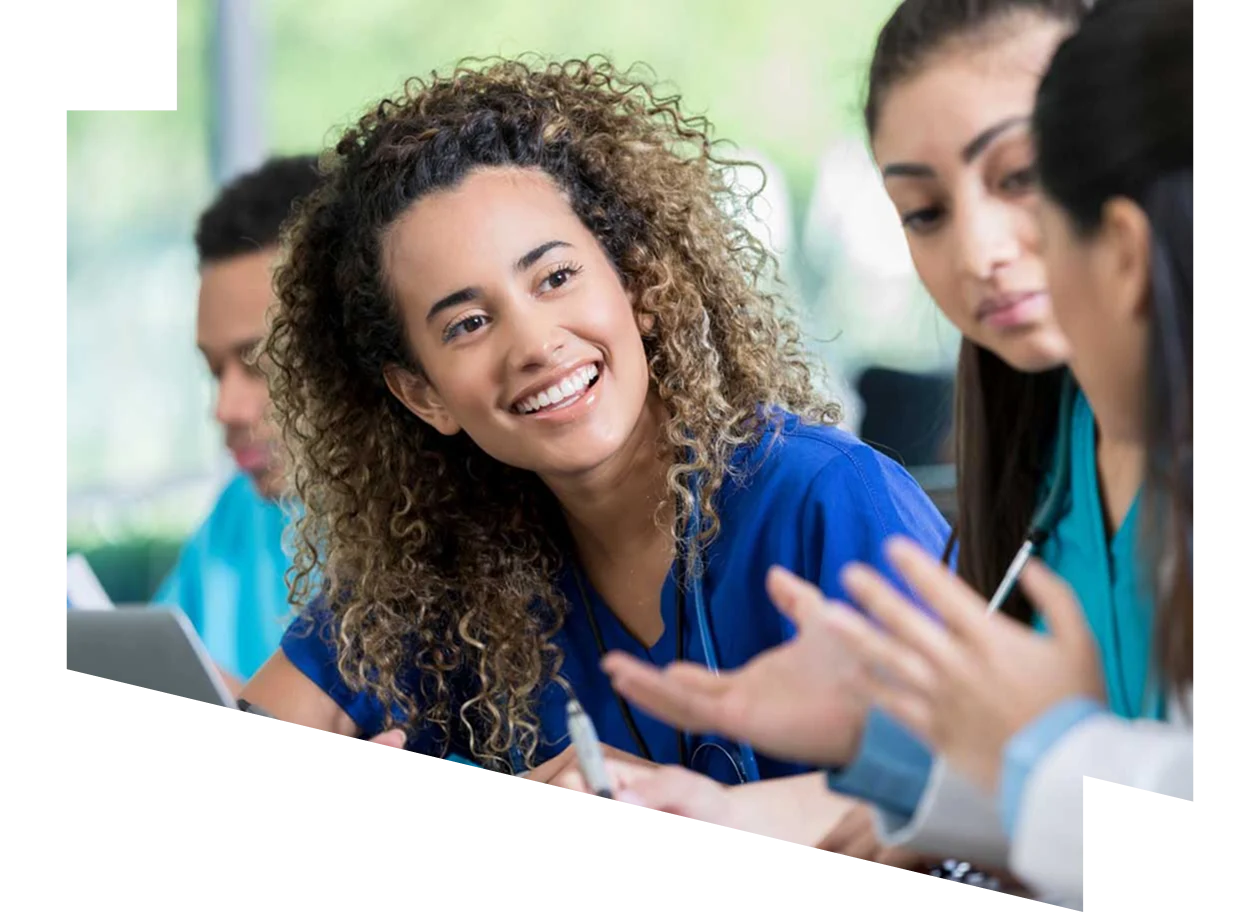 Close-up of nursing students in a classroom