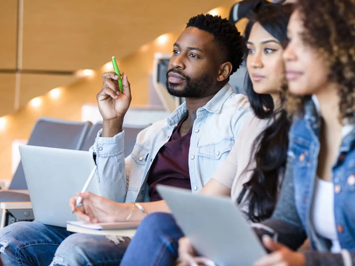 Black Male Student Classroom Computer Benefit