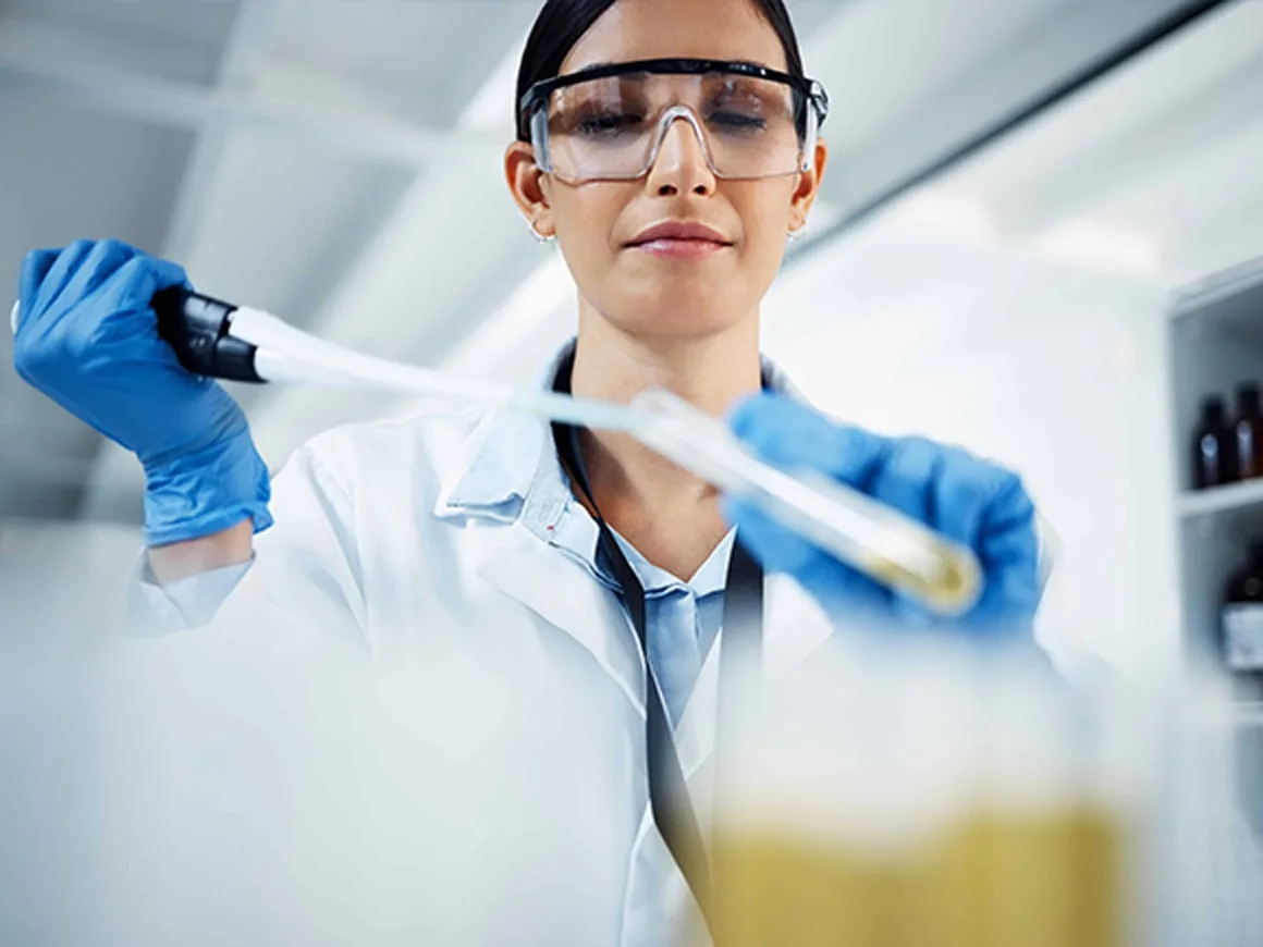 Female scientist conducting medical research