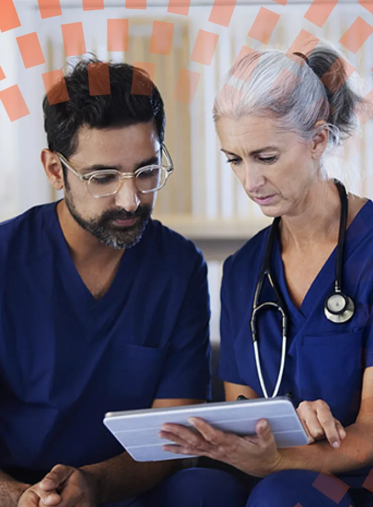 Clinicians gather by tablet