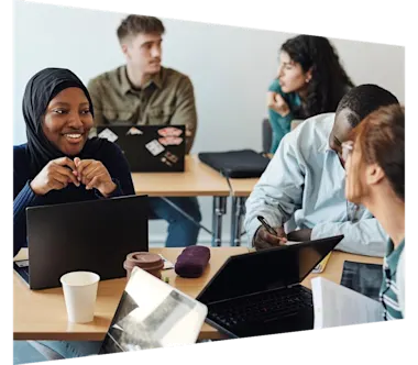 Diverse students sitting in a classroom