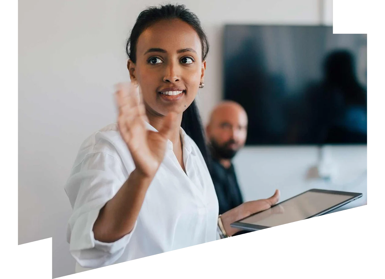 Young businesswoman giving a presentation