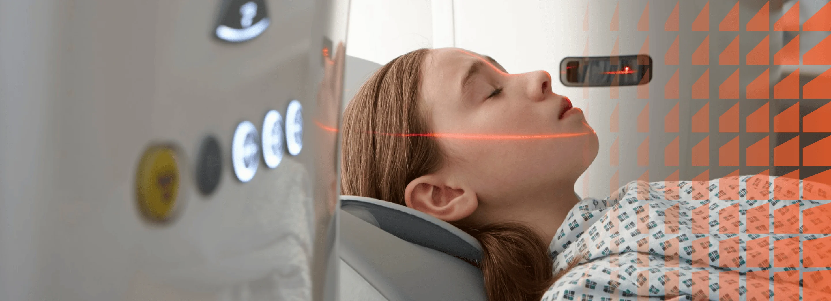 Young woman having a CAT scan