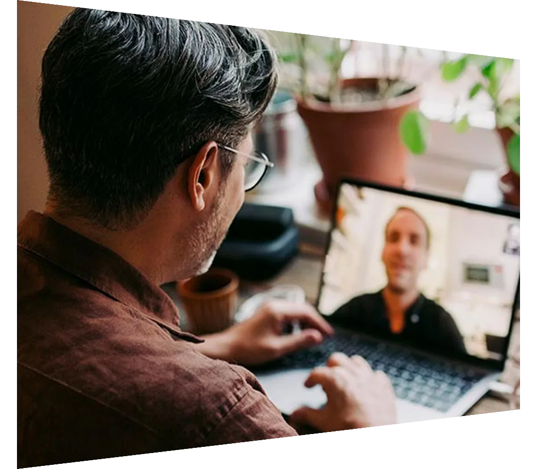 Two colleagues having a video call