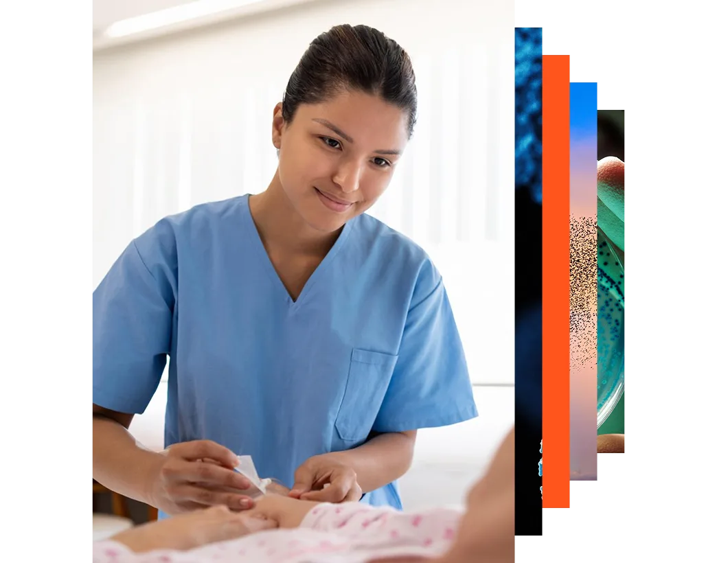 Nurse putting an IV line on a hospitalized patient