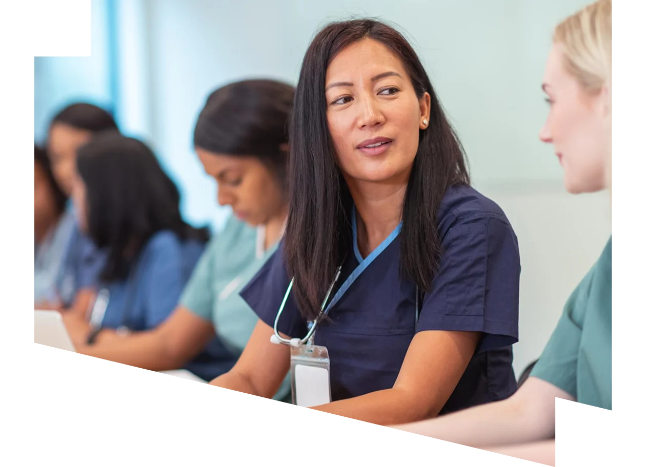 Smiling student in a classroom