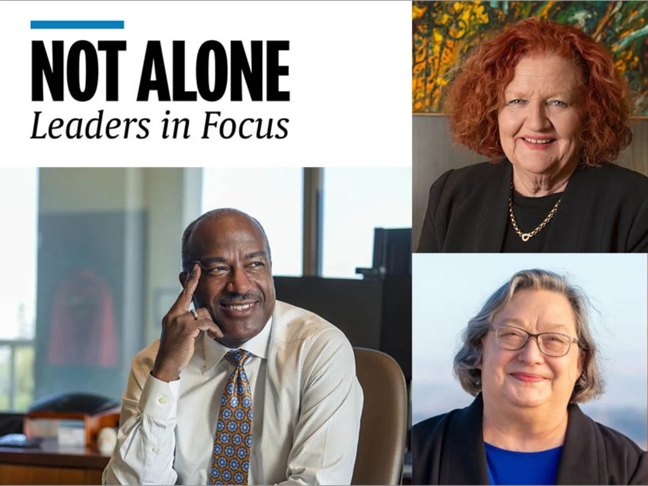 Recent Not Alone contributors include (clockwise from left): Gary S May, PhD; Margaret Sheil, AO, FAA, FTSE; Cynthia K Larive, PhD