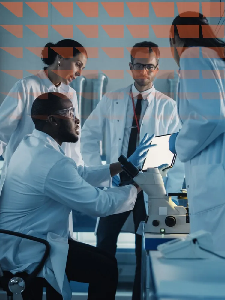 Diverse medical science laboratory team 