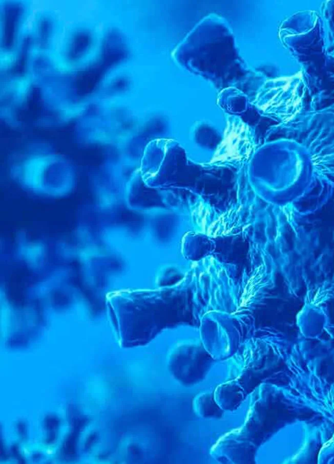 Virus in blue background 