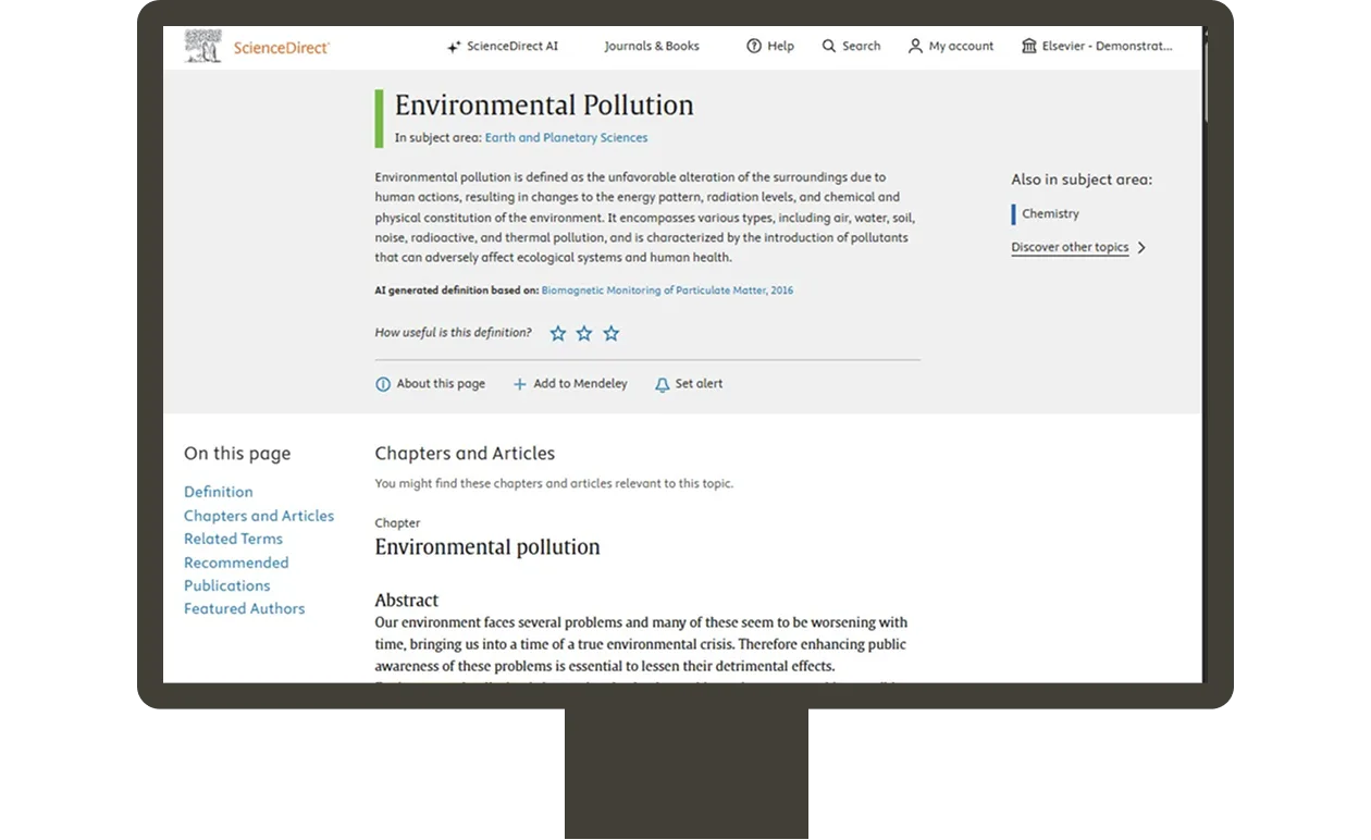Screenshot of an example Topics page on ScienceDirect