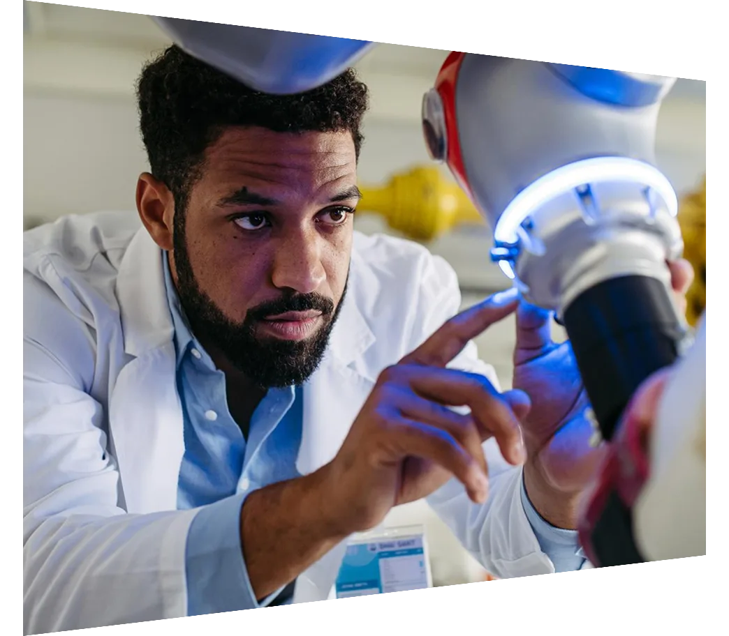 Engineer working on a robotic knee replacement surgery project