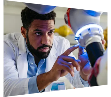 Engineer working on a robotic knee replacement surgery project