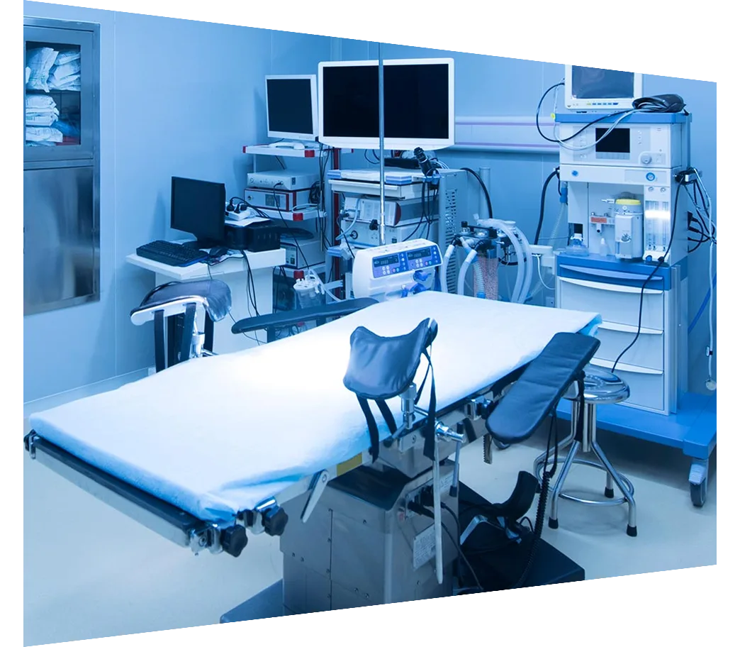 Various medical devices in an operating room