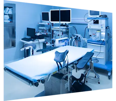 Various medical devices in an operating room