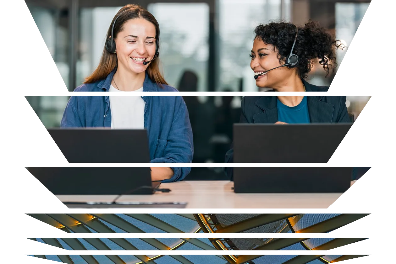 Cheerful young female customer service representatives