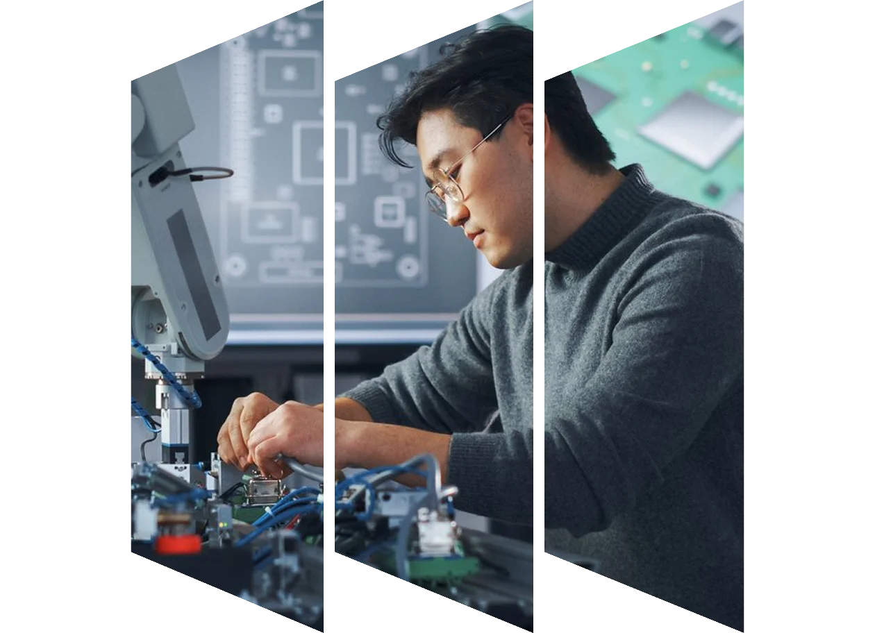 Female engineer developing software for a drone control in a research laboratory
