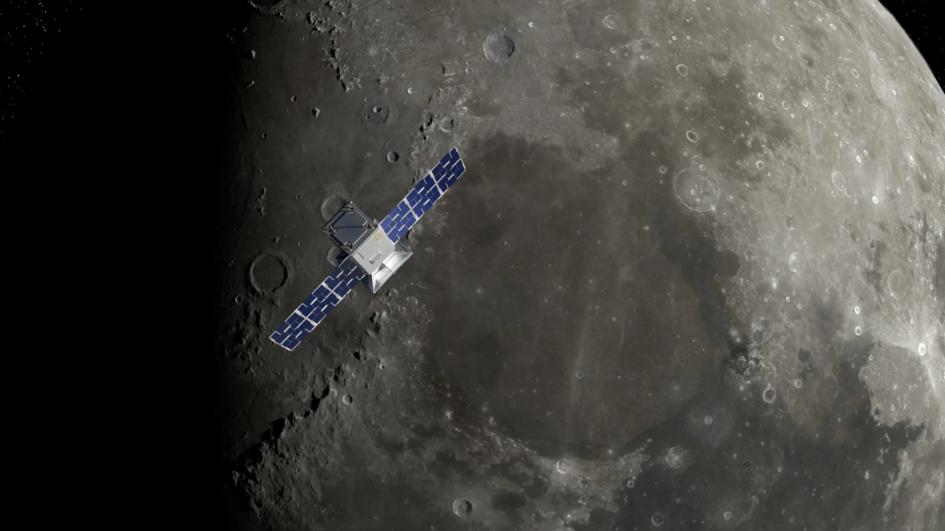 Image of CAPSTONE satellite over the lunar North Pole