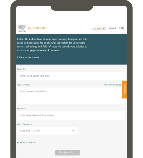 JournalFinder screenshot showing open access information