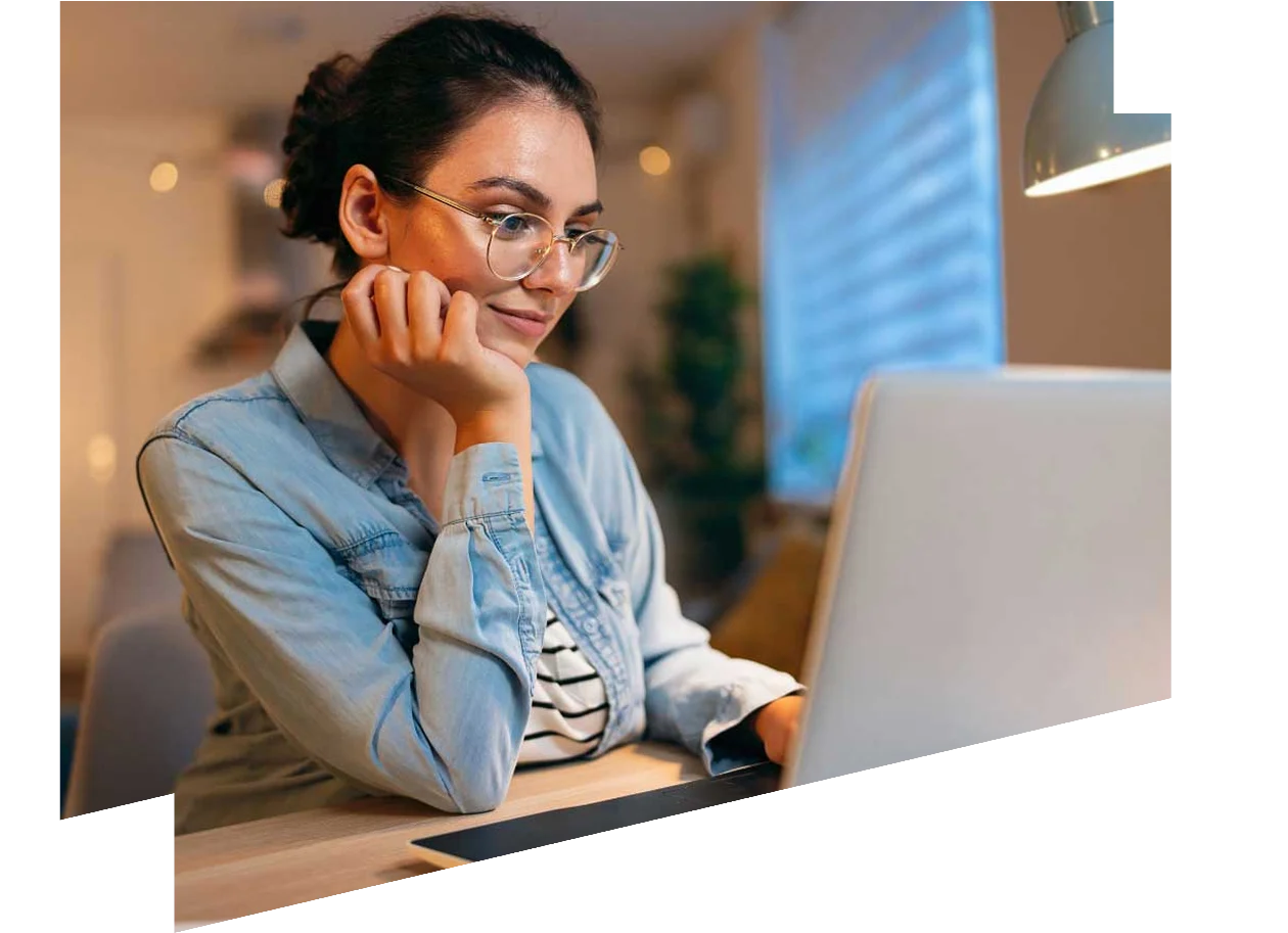 Young female studying on laptop